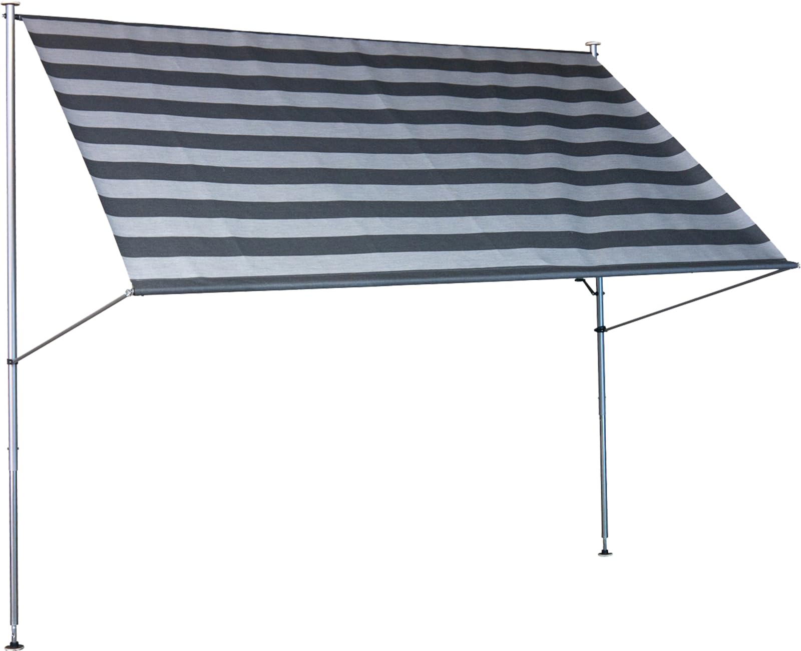 Angerer Klemmmarkise Premium 350 cm in dunkelgrau, montiert auf Balkon