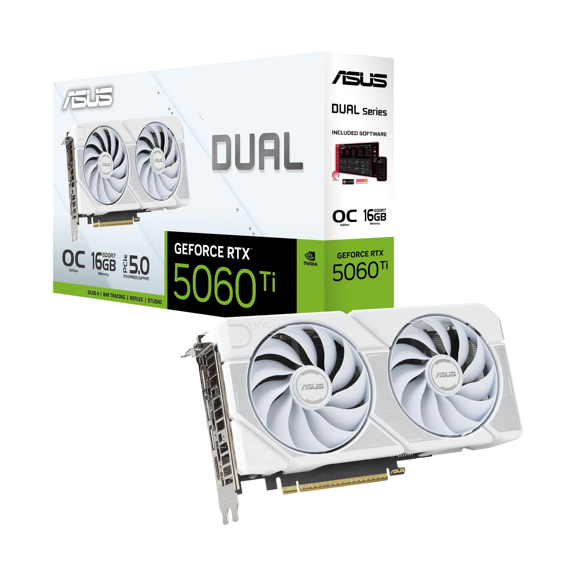 ASUS Dual GeForce RTX 5060 Ti 16GB OC Edition GDDR7 White Gaming Grafikkarte